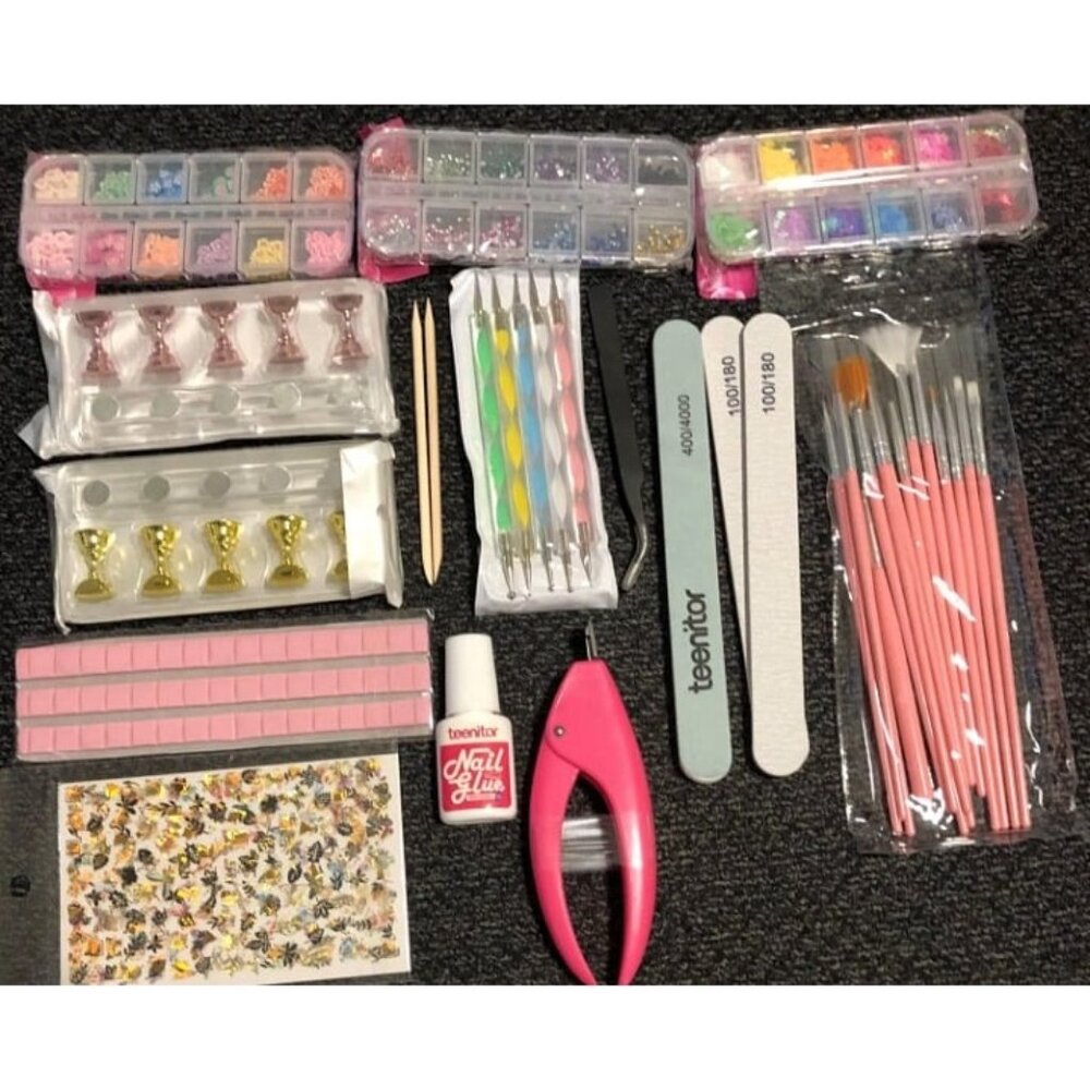 New Acrylic Fake Nails Kit, Press On Nail Supplies with Clear Coffin Nail Tools